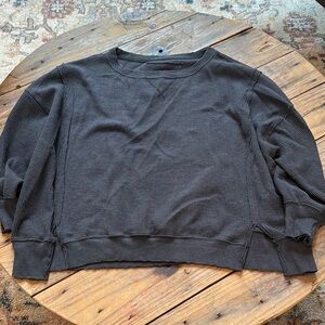 American Eagle Outfitters Charcoal Waffle Knit Top